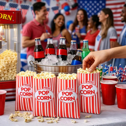 Feestbazaar Popcorn Uitdeelzakjes Retro (8st)