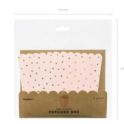 Feestbazaar Popcornbakjes Chique Lichtroze/Goud (6st)