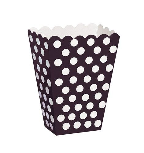 Feestbazaar Popcornbakjes Zwart Met Witte Stippen (8st)