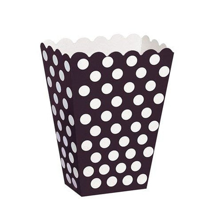 Feestbazaar Popcornbakjes Zwart Met Witte Stippen (8st)