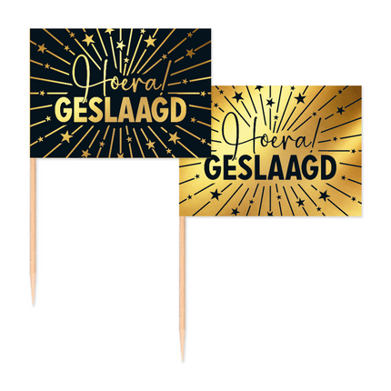 Feestbazaar Prikkers Vlaggetjes 'Hoera Geslaagd' (50st)