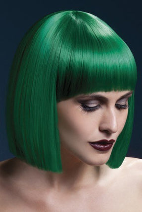 Feestbazaar Professionele pruik kort groen Lola