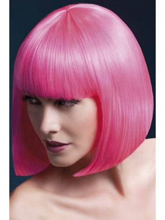 Feestbazaar Professionele pruik kort neon pink