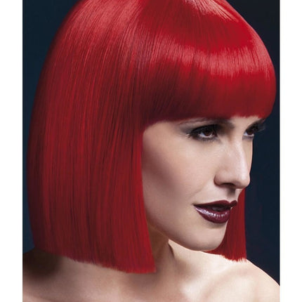 Feestbazaar Professionele pruik kort Rood Lola