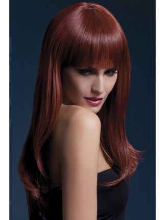 Feestbazaar Professionele pruik lang auburn Sienna