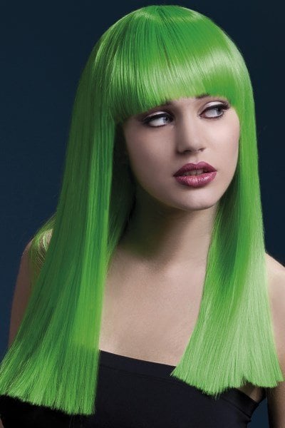 Feestbazaar Professionele pruik lang neon groen Alexia