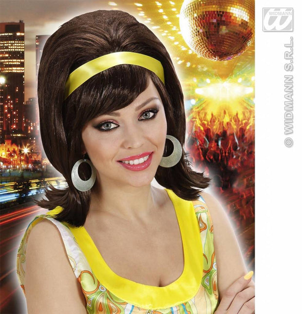Feestbazaar Pruik 60's modieus bruin