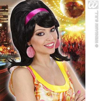 Feestbazaar Pruik 60's modieus zwart