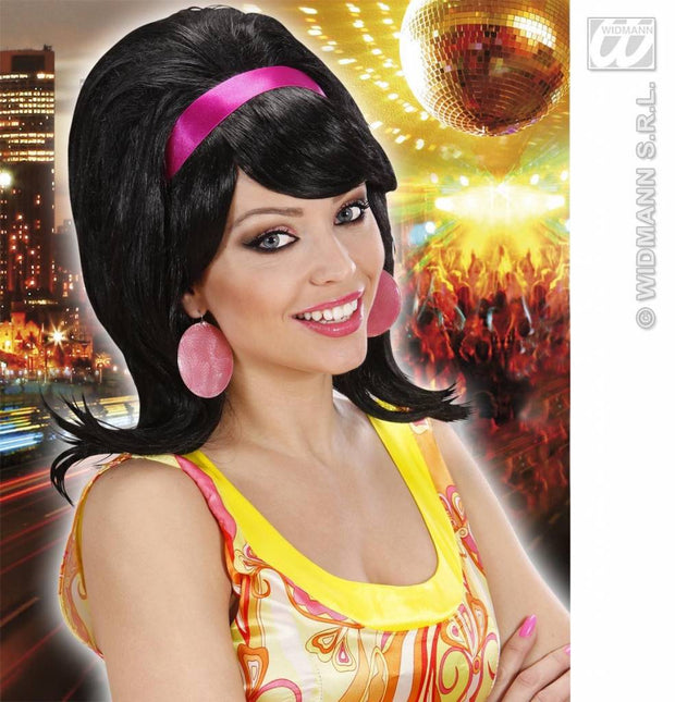 Feestbazaar Pruik 60's modieus zwart