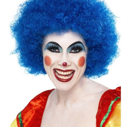 Feestbazaar Pruik Afro Clown blauw