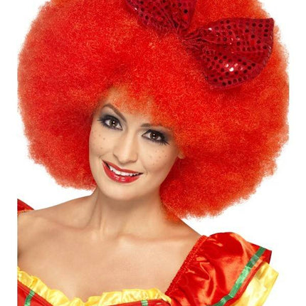 Feestbazaar Pruik Afro clown rood met strik