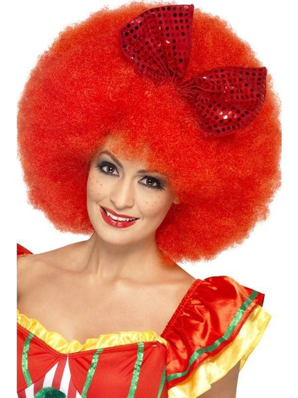 Feestbazaar Pruik Afro clown rood met strik