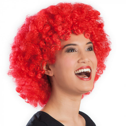 Feestbazaar Pruik afro rood