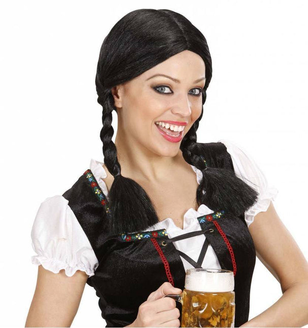 Feestbazaar Pruik apres ski zwart