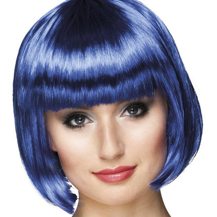 Feestbazaar Pruik bobline cabaret blauw