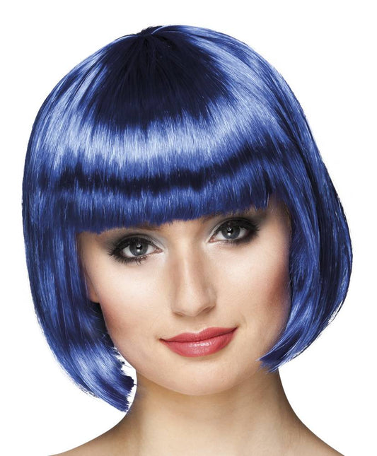 Feestbazaar Pruik bobline cabaret blauw