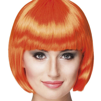 Feestbazaar Pruik bobline new look oranje
