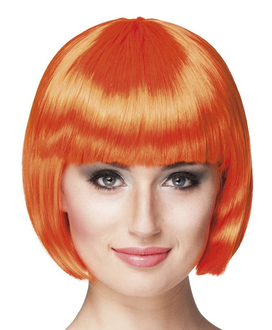 Feestbazaar Pruik bobline new look oranje