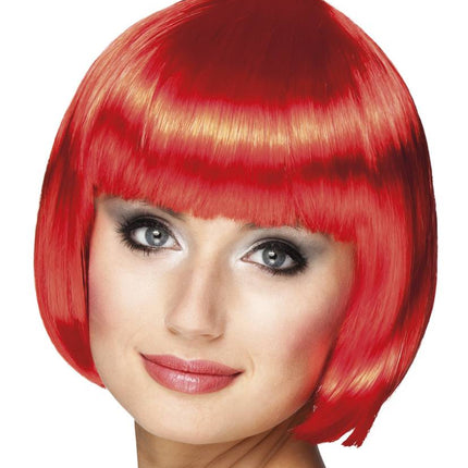 Feestbazaar Pruik bobline new look rood