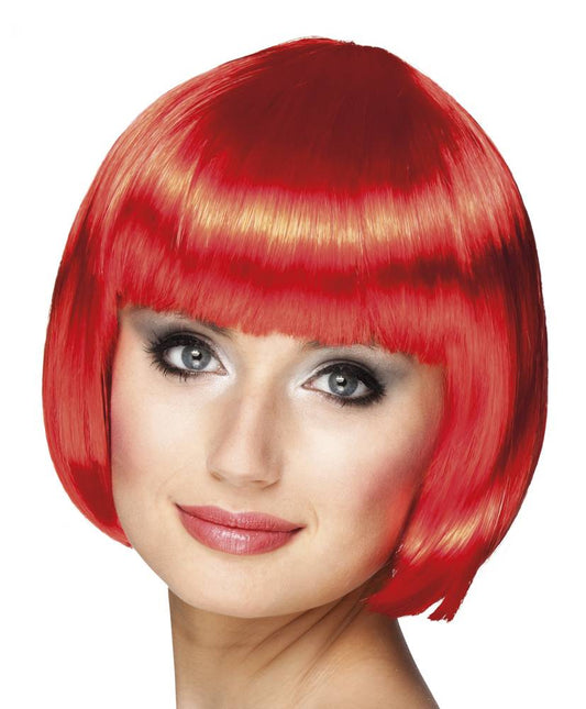 Feestbazaar Pruik bobline new look rood