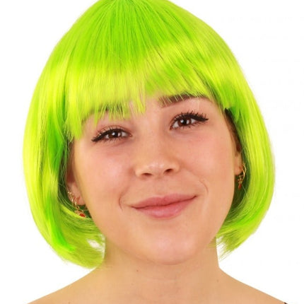 Feestbazaar Pruik bobline sensation fluor groen
