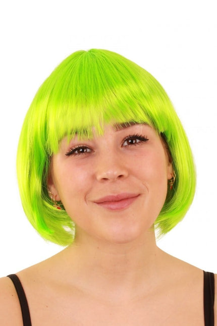 Feestbazaar Pruik bobline sensation fluor groen