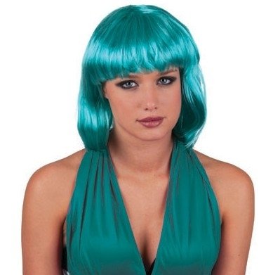 Feestbazaar Pruik bobline turquoise