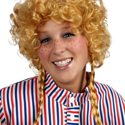 Feestbazaar Pruik Brigitte met staartjes