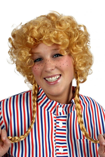 Feestbazaar Pruik Brigitte met staartjes