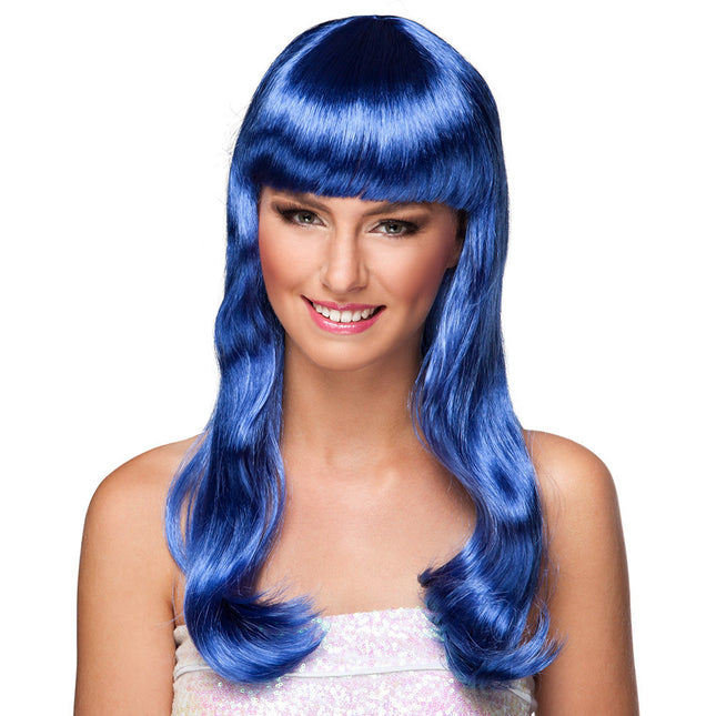 Feestbazaar Pruik Chique Blauw