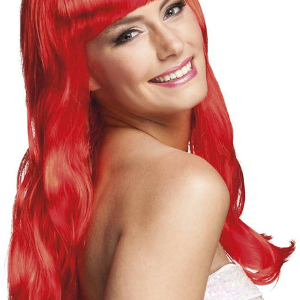 Feestbazaar Pruik chique rood