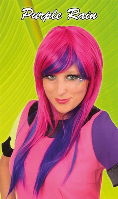 Feestbazaar Pruik dip dye Purple rain