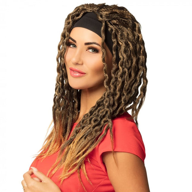 Feestbazaar Pruik dreadlock Emily met haarband