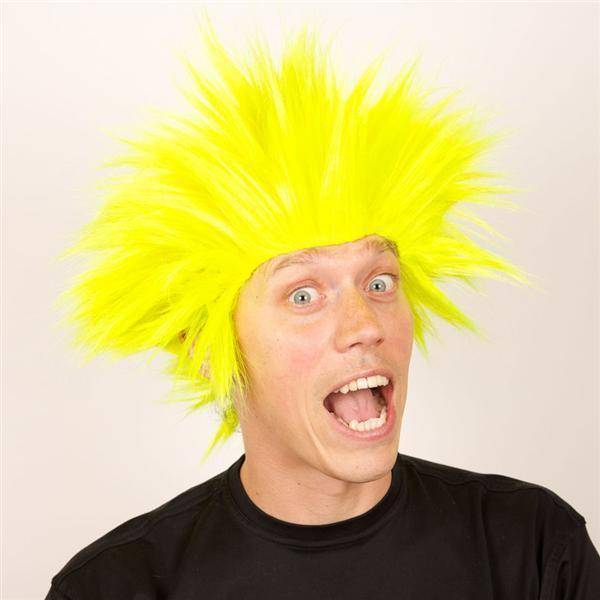 Feestbazaar Pruik Electric shock geel