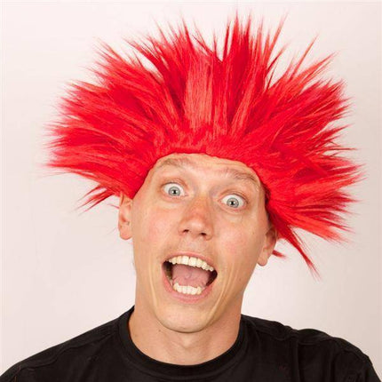 Feestbazaar Pruik Electric shock rood