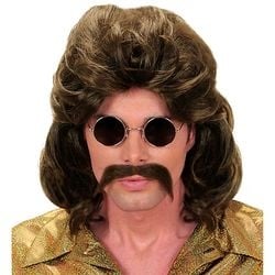 Feestbazaar Pruik en Snor 70's bruin