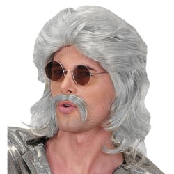 Feestbazaar Pruik en Snor 70's grijs