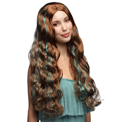 Feestbazaar Pruik Fantasy Fairy Bruin