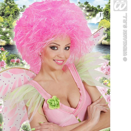 Feestbazaar Pruik Fee Neon Roze