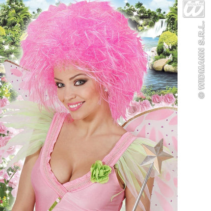 Feestbazaar Pruik Fee Neon Roze