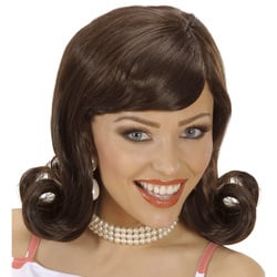 Feestbazaar Pruik Flip 50's bruin