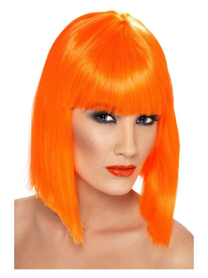 Feestbazaar Pruik Glam neon oranje