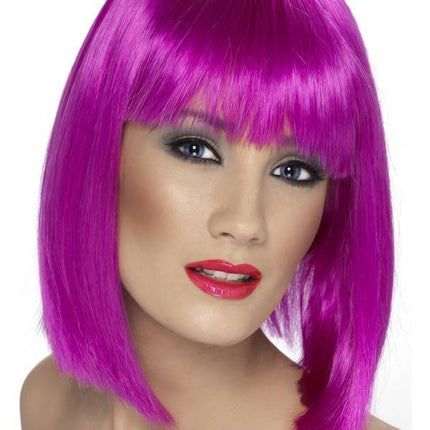 Feestbazaar Pruik Glam neon paars