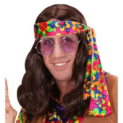 Feestbazaar Pruik Hippie bruin Lennon