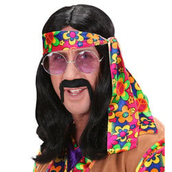 Feestbazaar Pruik Hippie zwart Floyd