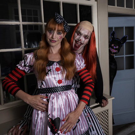 Feestbazaar Pruik Killer Clown Rood Lang Haar