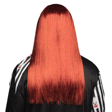Feestbazaar Pruik Killer Clown Rood Lang Haar