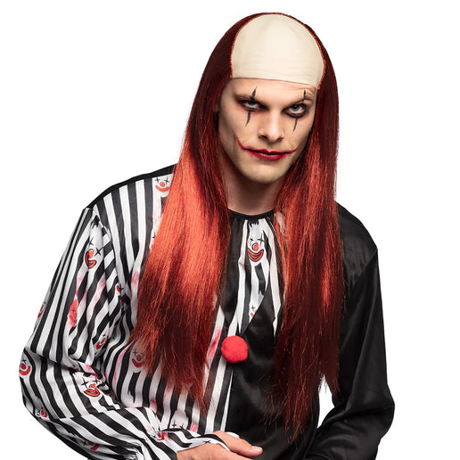 Feestbazaar Pruik Killer Clown Rood Lang Haar