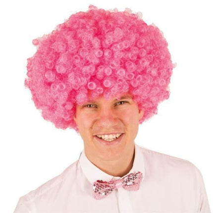 Feestbazaar Pruik krullenbol groot roze