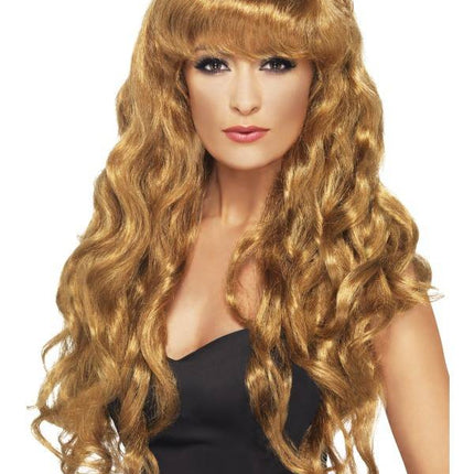 Feestbazaar Pruik lang siren krul bruin